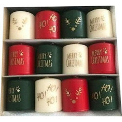 Small Christmas Candles Set - 12 Pieces - Candle Set with Wording & Motifs - Decoration Christmas (Christmas Mix 1)
