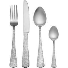 Mikasa Broadway 16-Piece Stainless Steel Cutlery Set, Silver Cutlery Set for 4 People, Includes 4 x Knives, 4 x Forks, 4 x Dessert Spoons and 4 x Tea Spoons, Dishwasher Safe