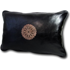 ALMADIH Real Leather Cushion Black XL with Filling 50 x 35 cm - 100% Handmade Genuine Leather Cushion - Sofa Cushion Decorative Cushion Couch Cushion Oriental Lounge Cushion Covers Back Cushion