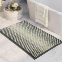 Biscpro Bathroom Rugs Bath Mats for Bathroom Non Slip 40x60cm Water Absorbent Chenille Bathroom Floor Mats Machine Washable (Grey and Cream)