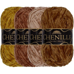 JubileeYarn Chenille Yarn - Worsted - per 100g ball - 4 balls - Brown