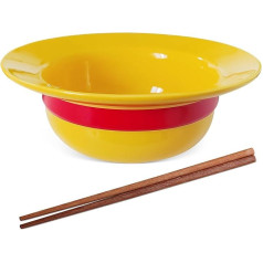 Luffyy Straw Hat Bowl Ramen Bowl with Chopsticks Anime Ruffyy Straw Hat Bowl Ceramic One Piece Ramen Soup Bowl Set for Straw Hat Ramen Bowl, Anime Fans, Gift