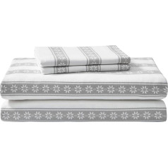 Eddie Bauer - King Size Flat Sheet Cotton Flannel Bedding Set Brushed for Extra Softness Cosy Home Decoration (Snowflake Fair Isle King Size)