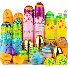 JOYIN Pack of 72 Plastic Bright Easter Eggs, Plastic Printed Luminous Easter Eggs for Easter Hunting, Fillers for Basket Fillers, Price Supplies for Classroom, Fillings, Party, Surprise Gift