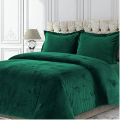 Tribeca Living Veniceduvetkieg Venice Velvet Plus Size Plain King Duvet Cover Set, Emerald Green