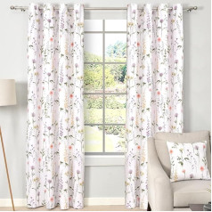 Sleepdown Thermal Insulated Eyelet Curtains Floral Design for Bedroom Living Room 90x72cm White 2 Panels