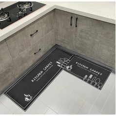HZVRTN 2-Piece Non-Slip Kitchen Rug Set 40 x 60 + 40 x 120 cm, Washable Rubber Backing, Doormat, Dining Room, Entrance Area and Door Runner, Rug Set (Tableware)