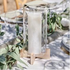 Ginger Ray Candle Holder Glass Decoration with Wooden Base for Wedding & Party