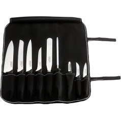 Rockingham Forge Essentials Portable Canvas 10-Piece Knife Roll Bag for up to 9 Knives and Accessories, Chef's Knife Bag, POM Handles, Stainless Steel Blades