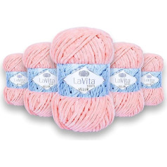 LaVita Yarn VELUR Hand Knitting Yarn, Wool 5-Piece Pack, 100% Micro Polyester Sports Yarn, 1 Ball 100 g, 120 m (4105)