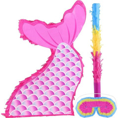 ASTARON Mermaid Pinata Mermaid Party Supplies Pinata Set with Blindfold and Bat for Girls Kids Ocean Theme Birthday Party Decoration (16 x 10 x 3.3 inches)