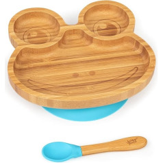 bambuswald© Baby Plate with Suction Cup for Babies and Toddlers - Frog Children's Tableware Spoon Plate Bowl - Sustainable & Ecological | Baby Plate with Suction Cup - Children's Plate with Suction