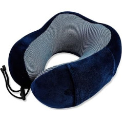 FANDARE Neck Pillow, Travel Pillow, Made of Memory Foam, Neck Pillow, Neck Support Pillow with Machine Washable for Plane/Car/Train Train, Home, Office, 360° Neck and Chin Support, darkblue