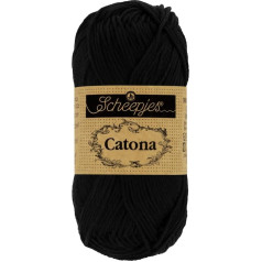 Scheepjes 1699-2 Catona Baumwolle Garn, 110 Jet Black, 10x100g, 10 Count