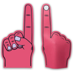 FUN FAN LINE - Multicolor Giant Hands EVA Rubber Set for Celebrations, Weddings, Parties and Sports Events.Double Sided Printing and Plenty of Space Inside.(3pcs, Red)