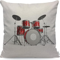 WONDERTIFY Musical Instruments Rock n Roll Jazz Pillow Case Show Concerts Party Decorative Throw Pillow Cases for Couch Bed Sofa Pillow Cushion Covers (Red/Silver/White,45x45cm)