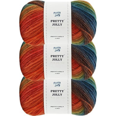 Pretty Jolly 3 balls of rainbow wool yarn, soft gradient yarn, colourful yarn, self-striped yarn, multi-coloured yarn for crocheting, knitting yarn, single-ply wool yarn-10#