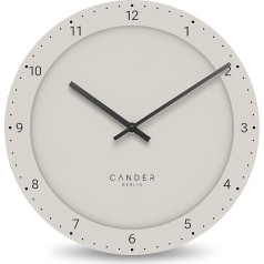 Cander Berlin MNU 2930 B Wall Clock Silent Warm Grey 30 cm Large without Ticking Noises Analogue Living Room Modern Vintage