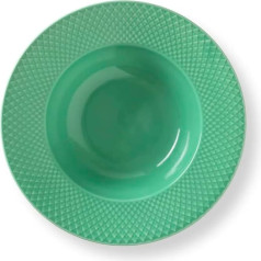 Lyngby Porcelæn Deep Plate Diameter 24.5 cm Rhombe Colour Mix & Match Porcelain, Green