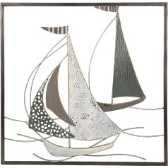 Logbuch-Verlag Wall Picture Wall Sculpture Sailing Ships Metal Grey Silver Wall Decoration Birthday Wedding Gift 50 cm