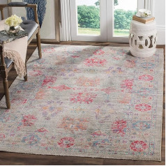 SAFAVIEH Boho Chic Rug for Living Room, Dining Room, Bedroom - Windsor Collection, Short Pile, Grey and Fuchsia, 122 x 183 cm