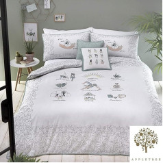 Appletree Wellbeing 180 Thread Count 100% Cotton Percale Duvet Cover Set, Multi-Colour, King Size