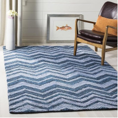 SAFAVIEH Übergangs-Teppich Wohnzimmer, Esszimmer, Schlafzimmer - Nantucket Collection, Kurzer Flor, Blau und Multi, 122 X 183 cm