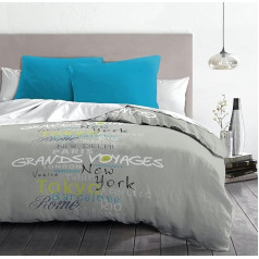 Home Linge Passion 3-Piece Microfibre Duvet Cover Set, Brown/Blue, 220 x 240 cm