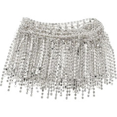 Set of 3 Rhinestone Long Tassel Chain Appliques Embellishments Delicate Fringe Border Wedding Decoration Edge Crystal DIY Chain Fringe Trim Make Yourself Delicate Rhinestone Chain Diamond