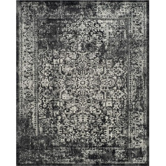 SAFAVIEH Evoke Collection EVK256R Oriental Distressed Look Non-Falling Living Room Bedroom Dining Room Home Office Black Grey