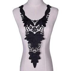 Spitze Nähen Handwerk – Kleid Applikation Spitze Stoff Bluse Kostüm Dekor Zubehör DIY Ausschnitt Kragen Nähen Borten Weiß Schwarz-3