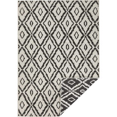 NORTHRUGS Indoor and Outdoor Rug Rio 160 x 230 cm - Reversible Rug Weatherproof Modern Geometric Pattern for Balcony Patio Garden Conservatory Kitchen Living Room Rug Waterproof in Black Cream