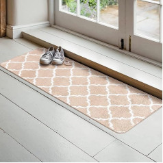 Carvapet Non-Slip Floor Mats, Dirt Trapper Mat, Washable Door Mats, Indoor Moroccan Trellis Floor Mat, Doormat, Entrance Rugs, Running Rug (43 x 122 cm, Beige)