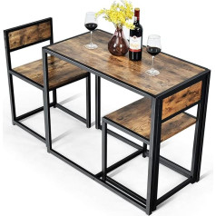 Costway 3-Piece Kitchen Bar, Bar Table with 2 Bar Chairs, Kitchen Seating Set, Dining Set With Metal Frame, Wooden Kitchen Table, Bar Table Set For Small Rooms, Kitchens, Dining Rooms and Bistros