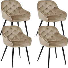 Exitodesign Loren Dining Room Chairs with Armrests Dressing Table Chair Dining Room Chair Dining Room Chairs Upholstered Chair Bistro Chair Dining Table with 4 Chairs 55 x 60 x 79 cm Beige