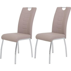 Apollo Andrea Dining Room Chairs Set of 2 Faux Leather Cappuccino Cover Round Frame Chrome 100 x 43 x 64 cm