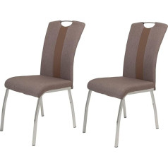 Apollo Amber 7 Dining Chairs Woven Fabric / Faux Leather Mud / Chrome 61 x W 43 x H 95 cm Set of 2