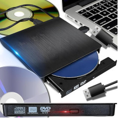 Retoo External DVD Drive USB 3.0 Type-C CD DVD +/-RW Optical Drive USB C Burner Slim CD/DVD ROM Rewriter Reader Portable for PC Laptop Desktop MacBook Mac Windows 7 8.1 10 Linux OS Appl