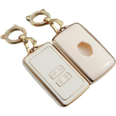 ‎Ontto ontto Key Case Car Key Case Fits Renault Arkana Megane Dacia Ducia 2 Twingo Clio Sandero Kadjar Remote Control Key Fob Protective Case TPU Key Case Car Accessories Beige