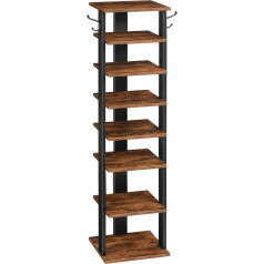 HOOBRO 8 Layer Shoe Rack Narrow Shoe Rack Shoe Cabinet with 2 Hooks Storage Racks Space Saving Stable for Entryway Living Room Bedroom EBF07XJ01G1