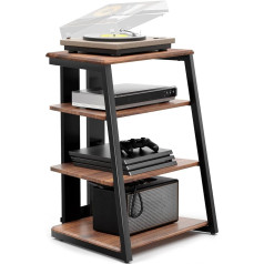 FITUEYES Design HiFi Rack Made of Wood & Steel, Turntable Table with Adjustable Shelf, HiFi Shelf for Turntables & Stereo Systems & Compact System, 61 x 52 x 78 cm