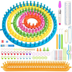 Cdjx Knitting Ring/Knitting Frame Set with Marker Set, 6 Sizes, Plastic, Round, Long, Circular Knitting/Knitting Frame Set, Scarf, Hat, Knitting Tool, Knitting Needle Hats, Bags, Scarves, Sweaters