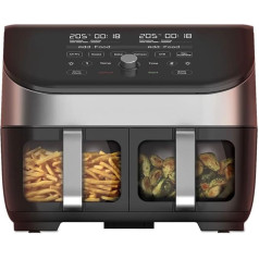 Instant Vortex Plus Double Basket with ClearCook – 7.6L Digital Hot Air Fryer, Stainless Steel, 8-in-1 Smart Programmes – Frying, Baking, Roasting, Grilling, Dehydrating, Warming, XL Capacity, 1700 W