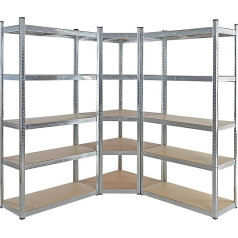 ESTEXO Boltless Shelving Set, Corner Shelf, Storage Shelf, Workshop Shelf, Cellar Shelf, Galvanised