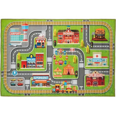Relaxdays Play Mat Street City Motif Non-Slip Car Mat for Boys & Girls Polyester W x D 150 x 100 cm Colourful Pack of 1