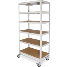 Shelving Trolley with 6 Levels, Load Capacity 200 kg, W x D x H 900 x 500 x 1920 mm, Light Grey