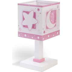 Dalber MoonLight 63231S E14 Children's Table Lamp Bedside Lamp Moon and Stars Pink
