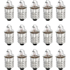 sourcing map E10 Screw Base Miniature Light Bulbs, DC 3V Warm Yellow Light, Mini Lamps, Flashlight, Headlight with Storage Box, 1Set/15pcs