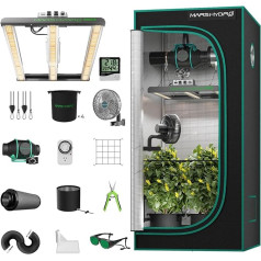 MARS HYDRO FC1500 Grow Tent Complete Set Samsung 301H EVO LED Grow Lamp Light Full Spectrum Dimmable Plant Lamp with Hydroponics 1680D 80 x 80 x 160 cm Grow Tent Indoor Grow Set with 4 Inch