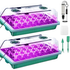 idudu Pack of 2 Indoor Greenhouse Propagator with Plant Lamp, 80 Cell Greenhouse Propagation Set with Timing Controller, Adjustable Brightness for Plant Growth and Seed Germination